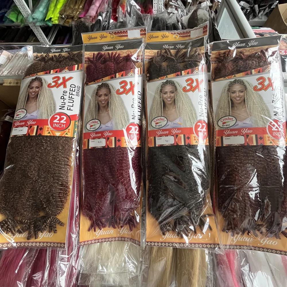 3 paquets de cheveux Afro torsadés de printemps doux 22 pouces Marley Crochet tressage cheveux pré-s