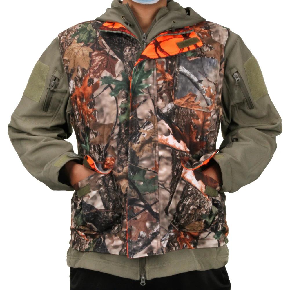 Blouson de chasse en fibre orange pour homme, gilet d'extérieur, manteau de champ respirant, nombreu
