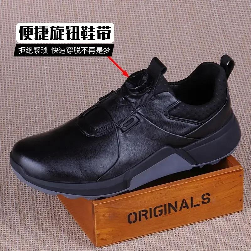 Chaussures d'entraînement de golf en cuir noir pour hommes, chaussures de sport et de loisirs, laçag