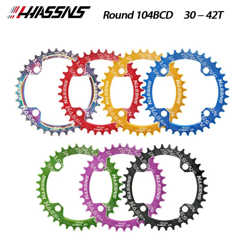 HASSNS Plateau de chaîne VTT ovale 104BCD 30 32 34 36 38 40 42 Dents Plateau de vélo de montagne Pig