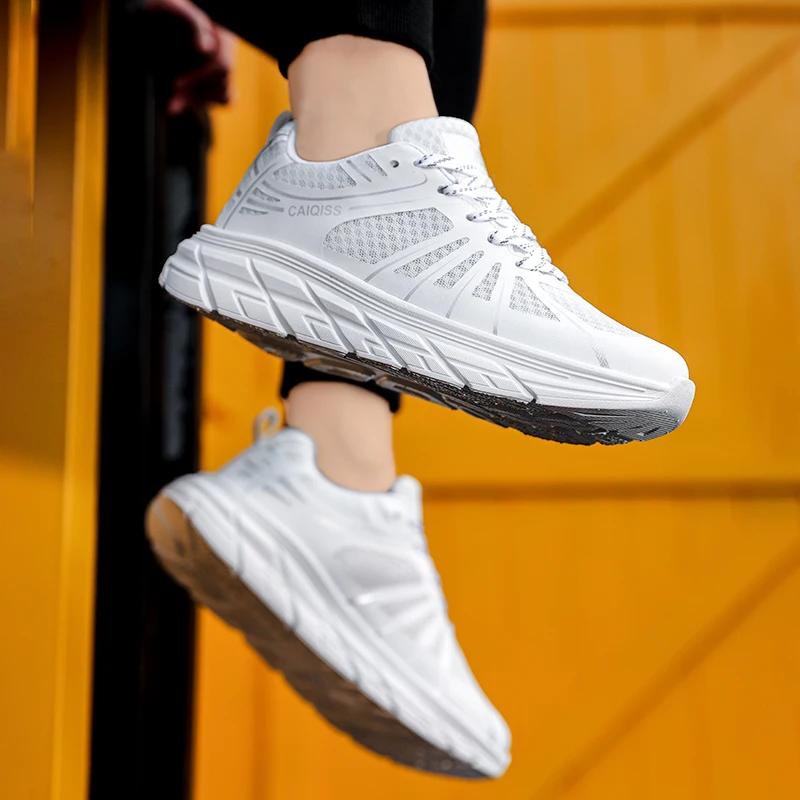 Chaussures de course respirantes en maille pour couple, baskets athlétiques jaunes à la mode pour ho