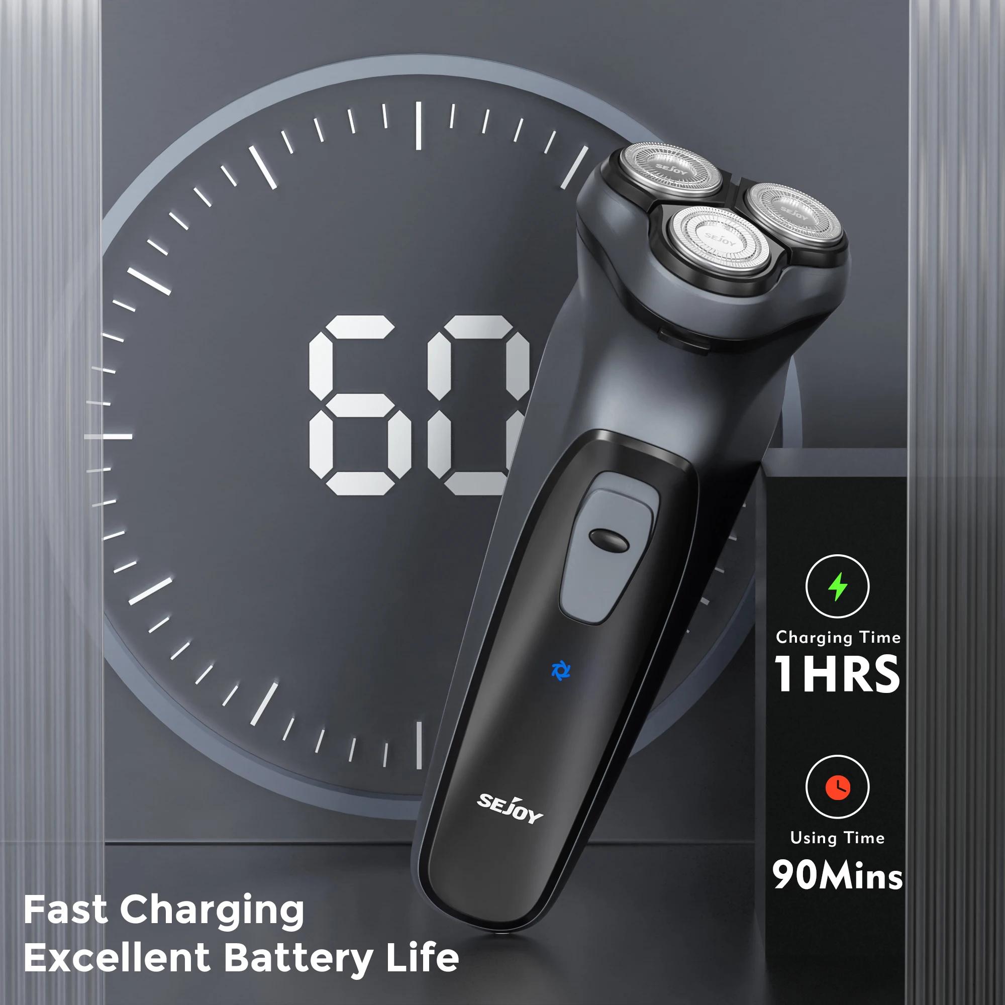 Rasoir électrique Sejoy BLASTO1 pour hommes, rasoir électrique rechargeable, tête flottante triple,