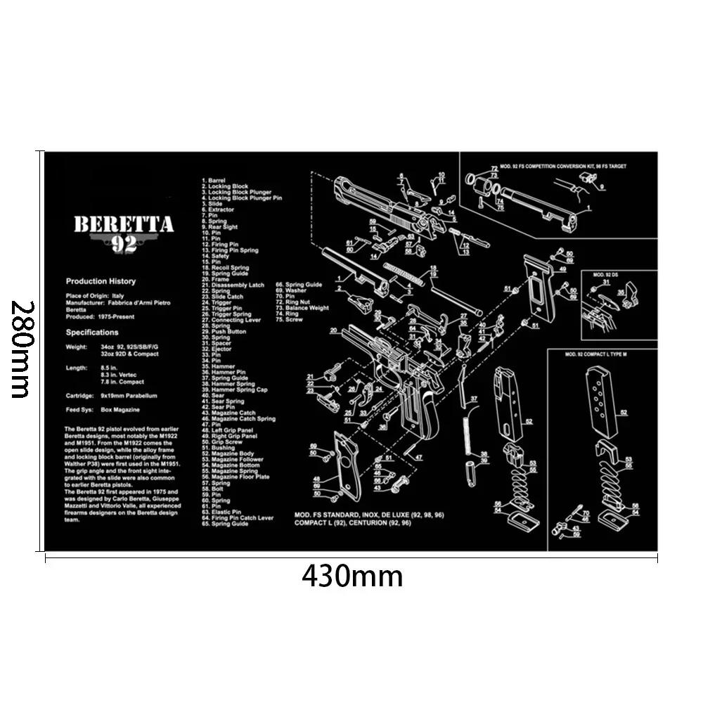 Kit de nettoyage pour AR15, tapis de souris pour Colt 1911 AK47 Beretta 92 FS BROWNING CZ Shadow2 SA