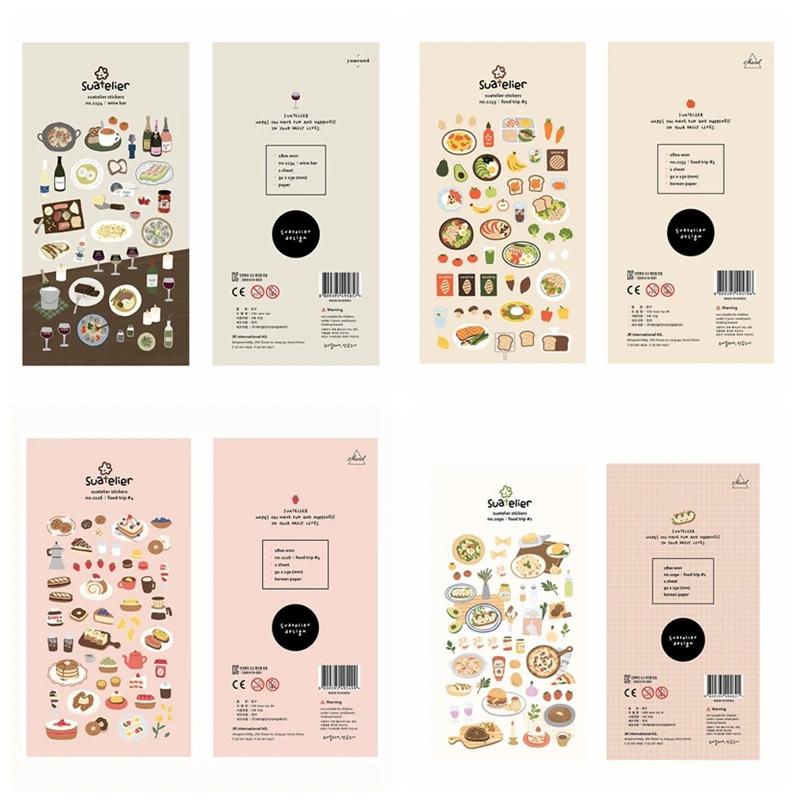 Autocollants esthétiques Suatelier Foods pour scrapbooking, journaux créatifs, décorations coréennes