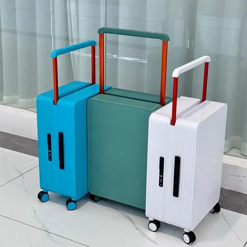 Valise à traction large, valise à tirer pour femme, valise de voyage pour homme, vérifiée en boîte,
