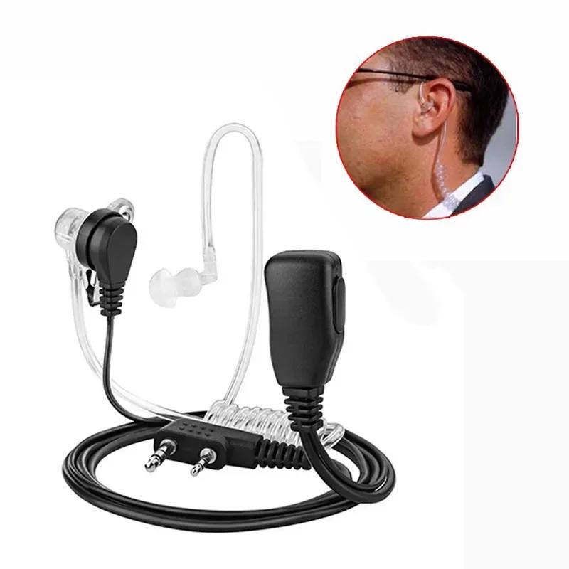 2 Pin PTT MIC Casque Covert Acoustic Tube In-Ear Oreillette Pour MendTYT Baofeng UV-5R BF-888S CB Ra