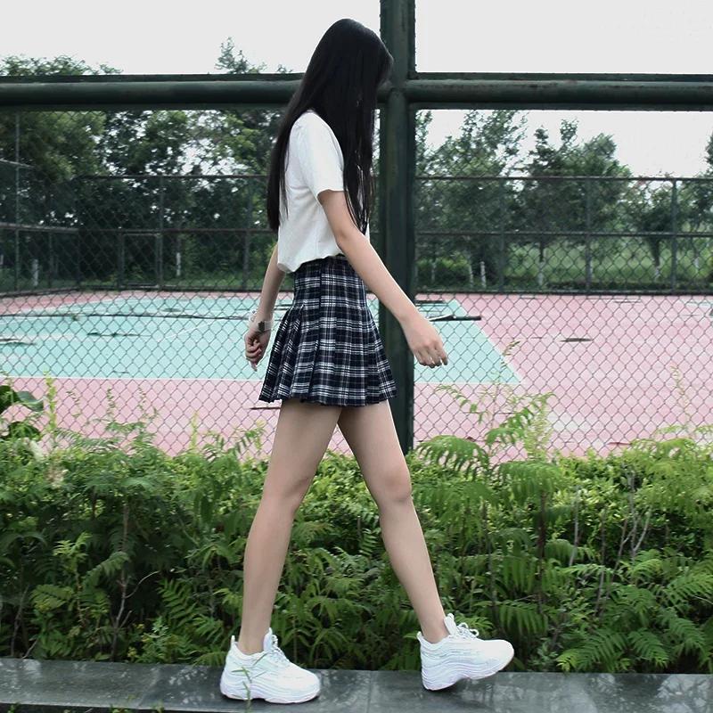 Jupe plissée Harajuku 0 pour femmes, Style Preppy, à carreaux, Mini uniformes scolaires japonais mig