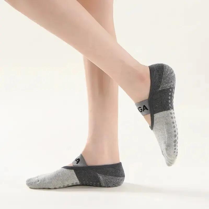 Chaussettes de Yoga antidérapantes professionnelles pour femmes, dos nu, Bandage, Pilates, pantoufle