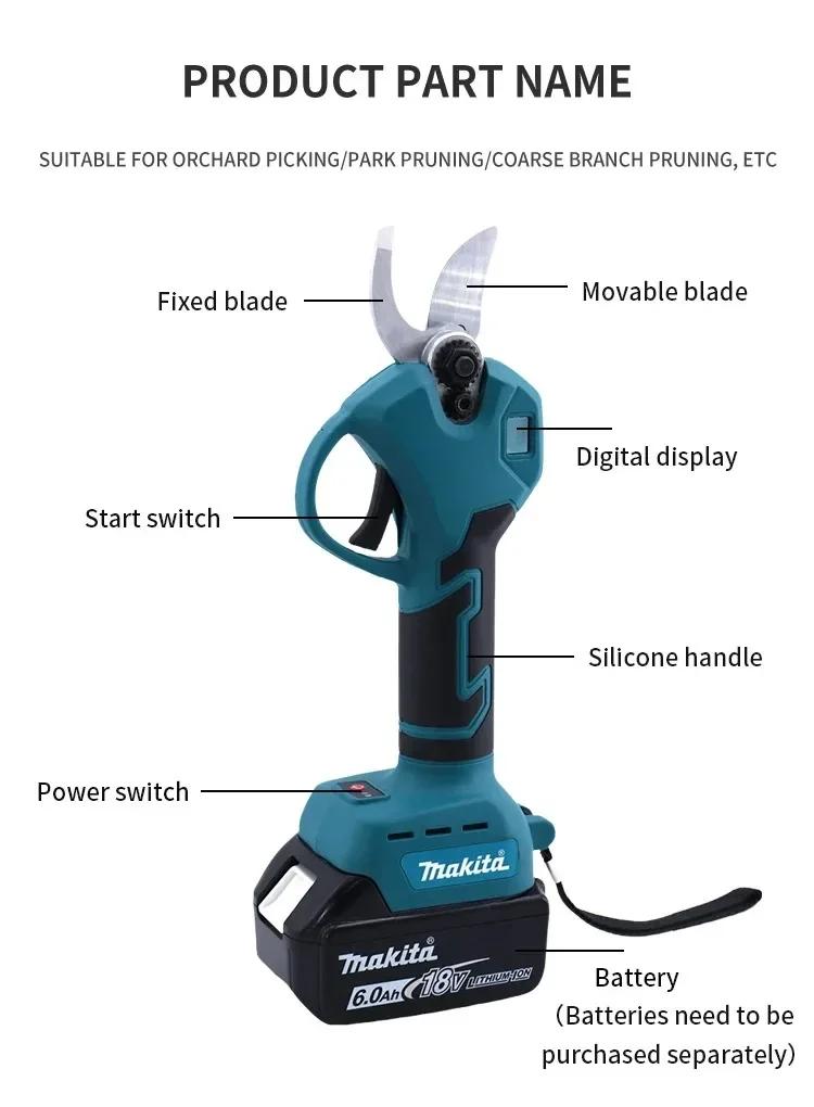 Sécateur électrique sans fil Makita, outil de jardinage, coupe-branches, ciseaux de jardin électriqu