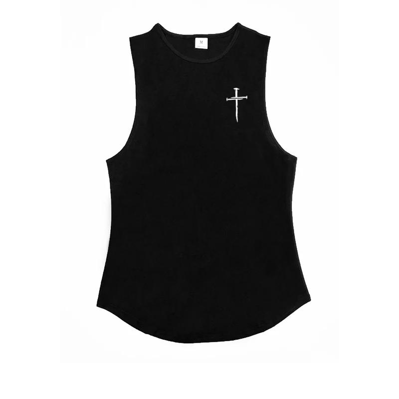 Vêtements de sport personnalisés imprimés croisés pour hommes, chemise sans manches pour entraînemen