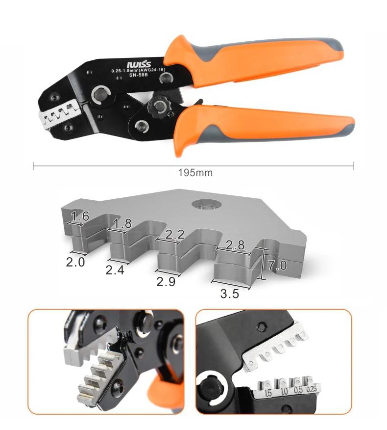 Suffiser SN-58B = 28B + 48B Pince à sertir les fils 0.25-1.5 mm² pour Box TAB 2.8/4.8/6.3 SM2.5 XH2.