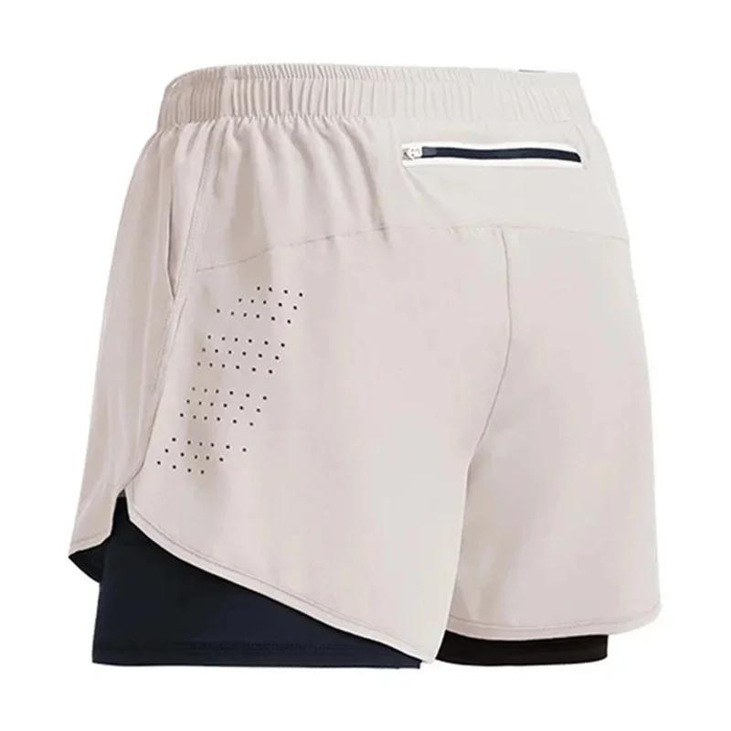 Short de course pour hommes séchage rapide Fitness ventiler Double couche Shorts hommes nouveau Spor
