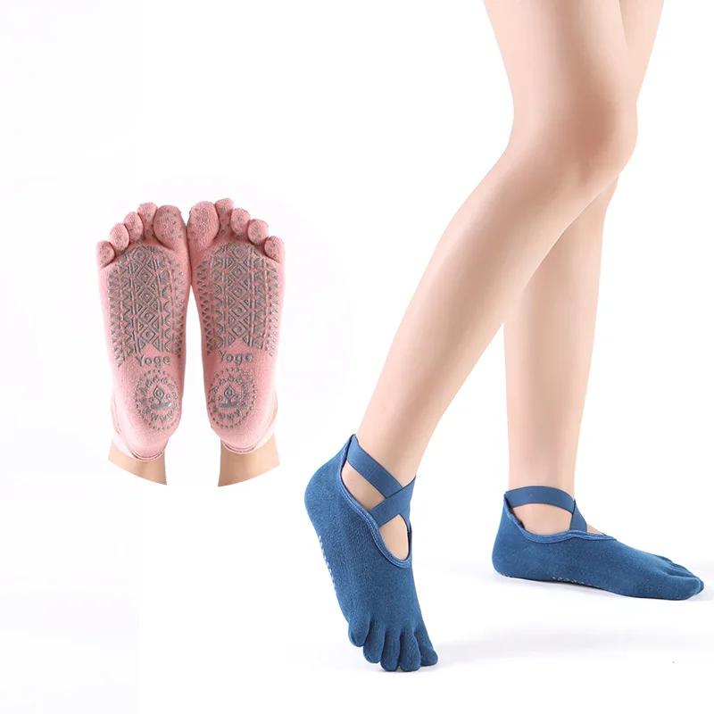 Chaussettes de sport coordonnantes respirantes à cinq doigts pour femmes, chaussettes de pilates, ba
