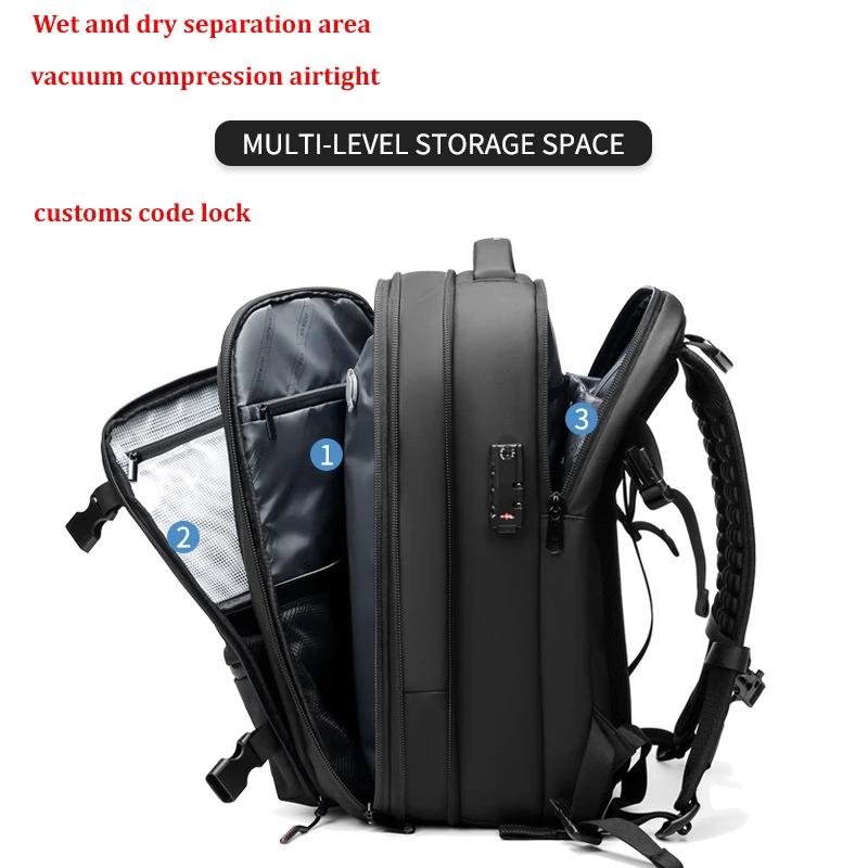 Sac à dos de voyage pour hommes, compression sous vide, pour ordinateur portable 17 pouces, sac à do