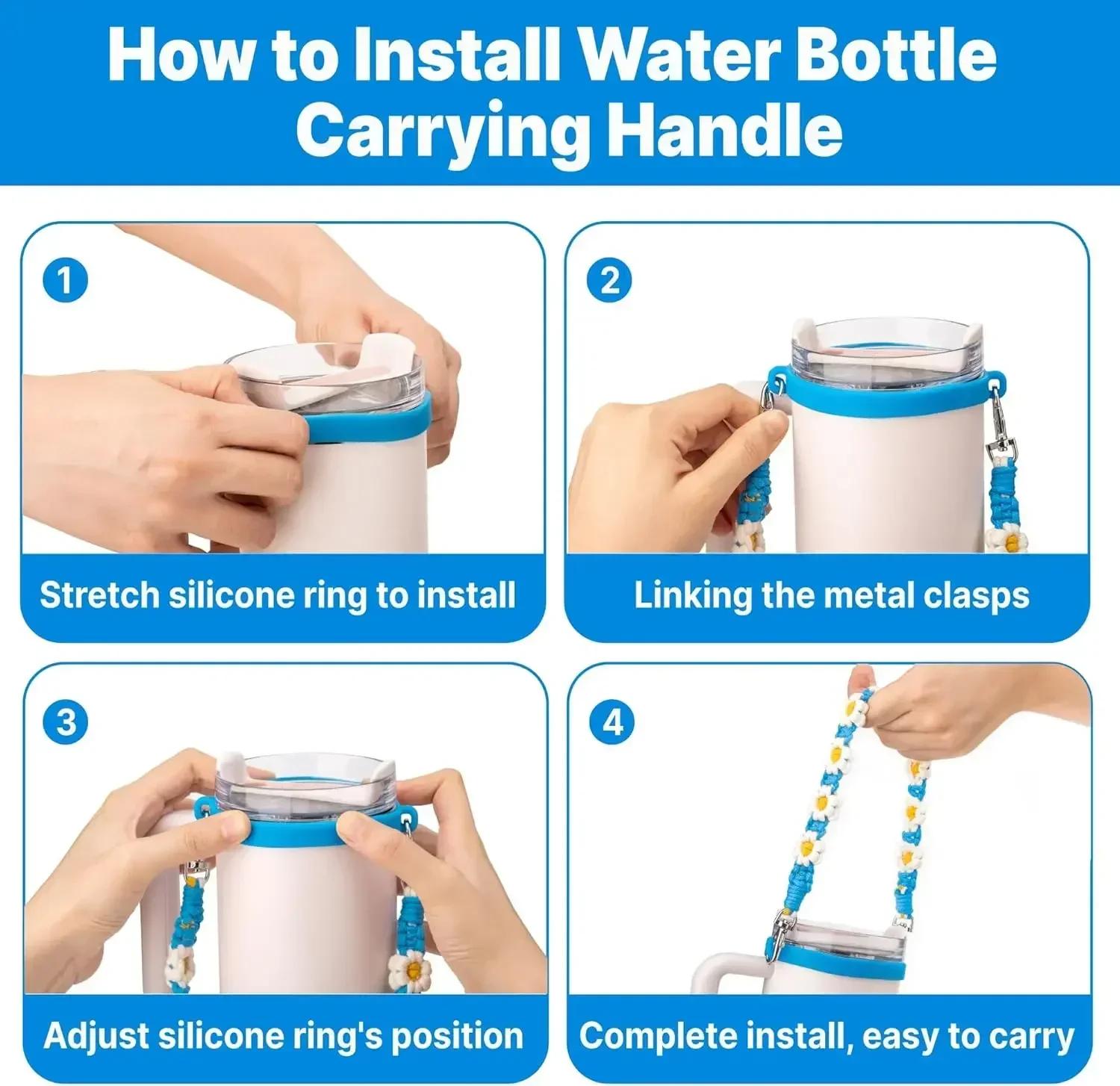 Poignée de bouteille d'eau avec sangle pour poignée de bouteille d'eau Owala s'adapte à la plupart d
