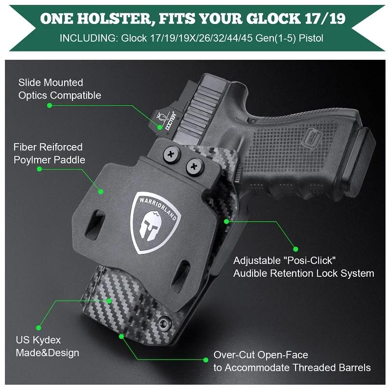 OWB-Étui Kydex pour Glock 17/19/19X/26/32/44/45 Isabel (1-5), supports pour odordroitier DulFast Pia