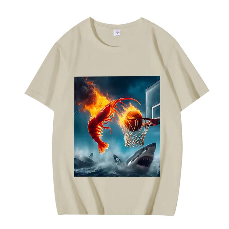 Crevettes Dunking on Shark graphique t-shirt rétro pêche Meme t-shirt femmes à manches courtes été h