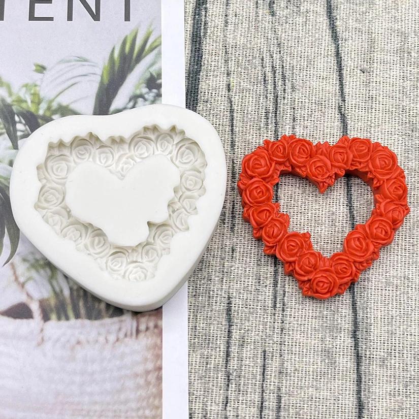 Moule en silicone en forme de cœur de rose pour la pâtisserie, outils pour la résine, moule à cupcak
