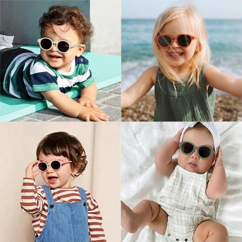 Nouveaux enfants Vintage givré rond extérieur Protection solaire lunettes de soleil bébé filles acry