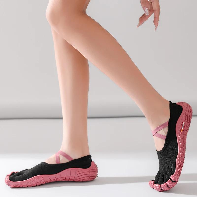 Chaussures pieds nus à cinq doigts pour femmes, baskets séparées à bout en tricot à bretelles croisé