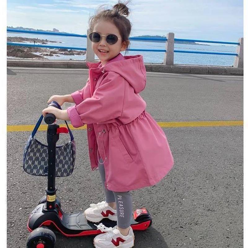 Manteau à capuche rétractable pour filles de 3 à 12 ans, veste coupe-vent, Style Long, offre spécial