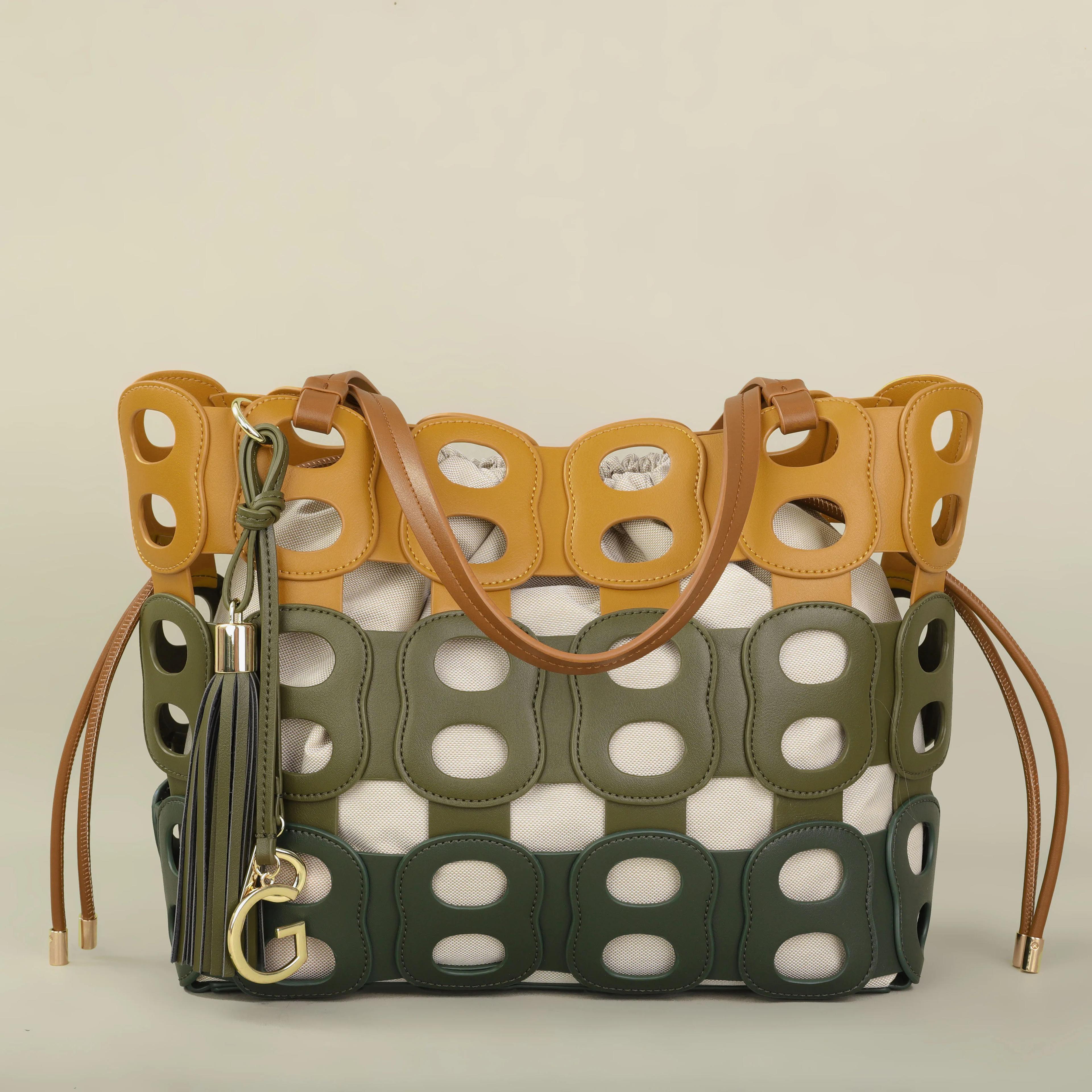 Sac bandoulière PG pour femme – Nouvelle collection de luxe, design épuré, motif ajouré, grande capa