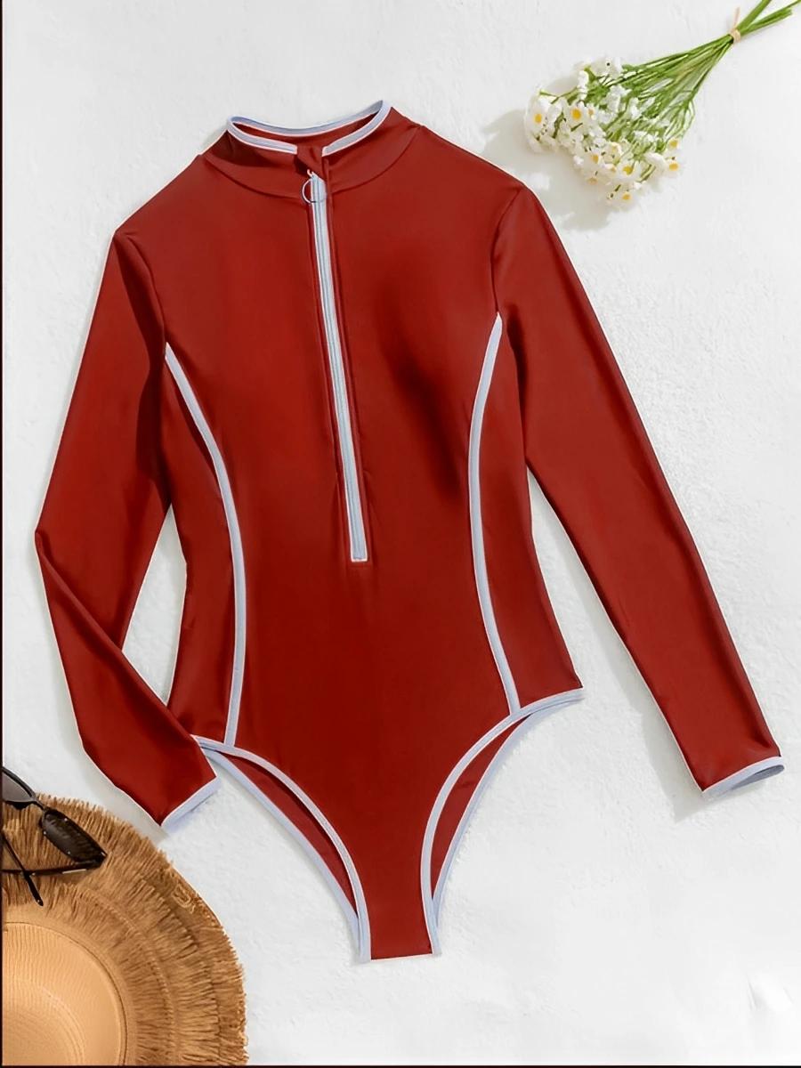 Maillot de bain de surf Slim Rush Guard 2026 à manches longues pour femme avec fermeture éclair, mai