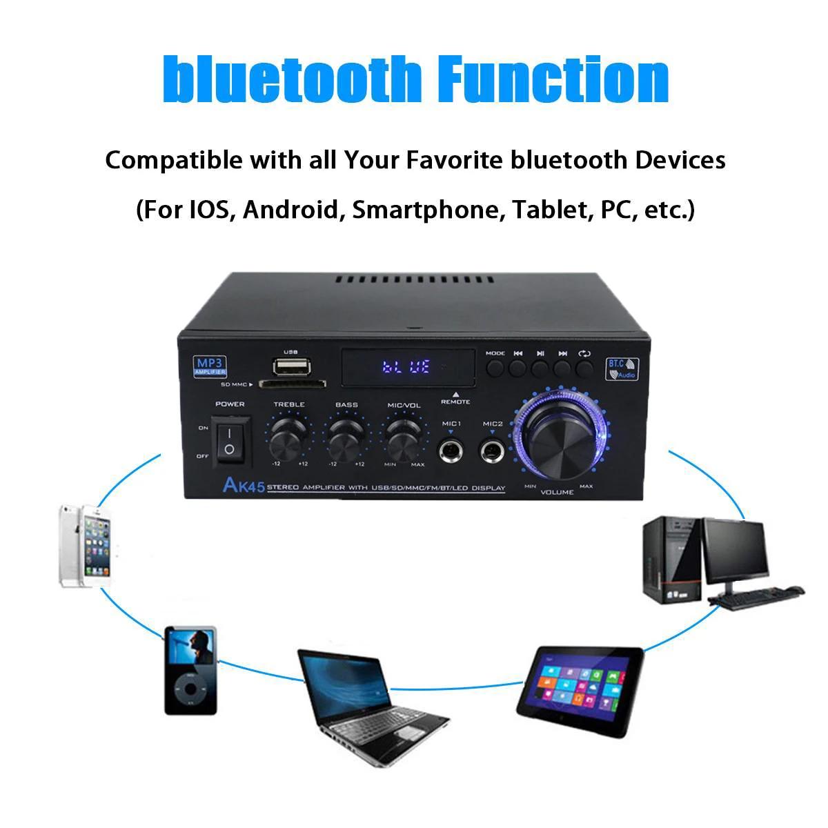 AK45/AK35 800W amplificateur de puissance domestique 2 canaux Bluetooth 5.0 Mini amplificateur de so