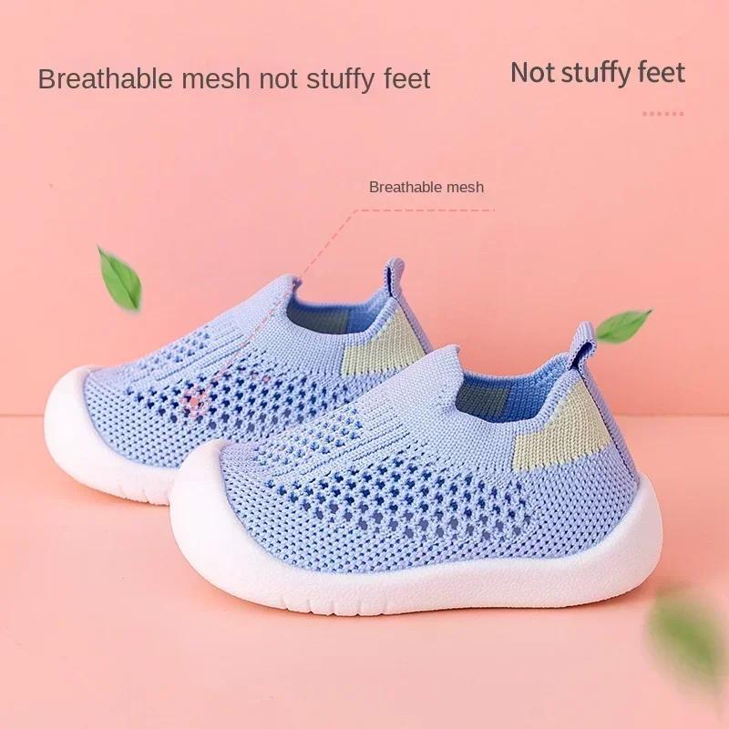 Chaussures de marche en maille tricotée respirante pour enfants, baskets décontractées Anti-Collisio