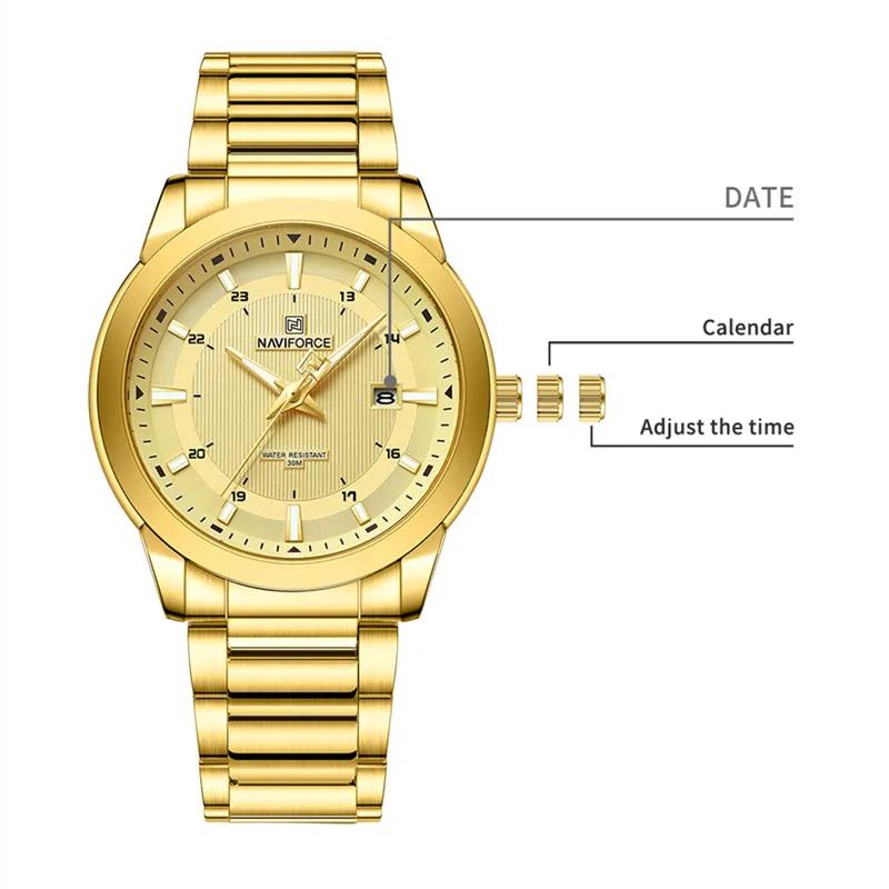 2024 Top marque NAVIFORCE hommes montres bracelet en acier inoxydable décontracté mâle Quartz sport