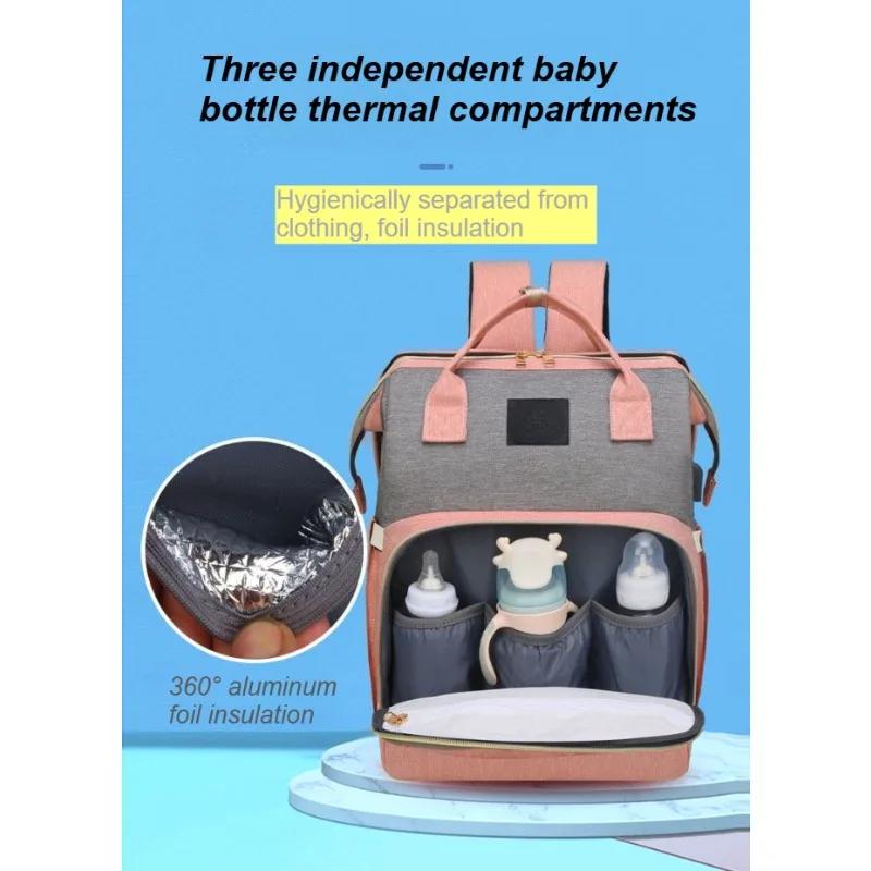 Lit pliant multifonctionnel pour maman, compartiment isotherme simple et portable pour biberons, sac