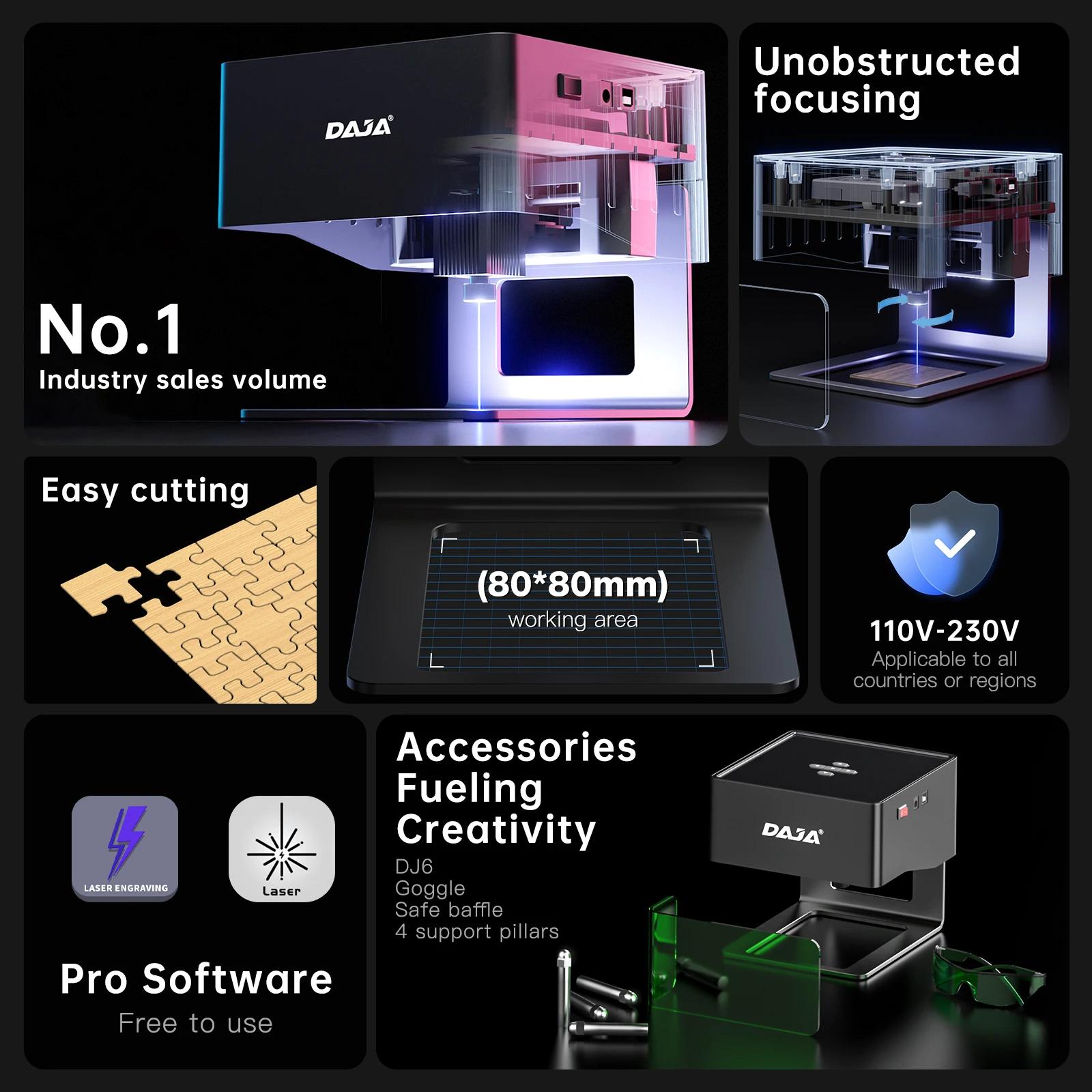 DAJA DJ6 Mini graveur Laser Portable bricolage Bluetooth Machine peint chien étiquette papier cuir e