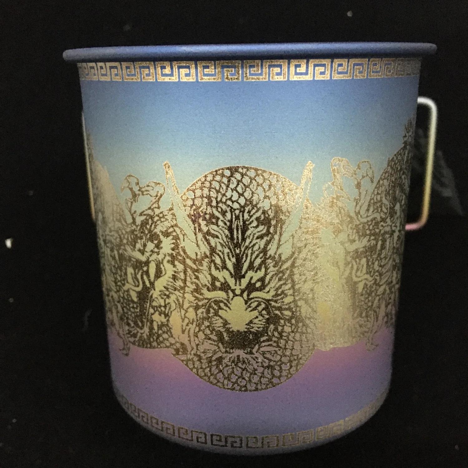 Tasse à eau portable en titane pur avec poignée pliante, tasse de pique-nique, tasse à thé en océan,