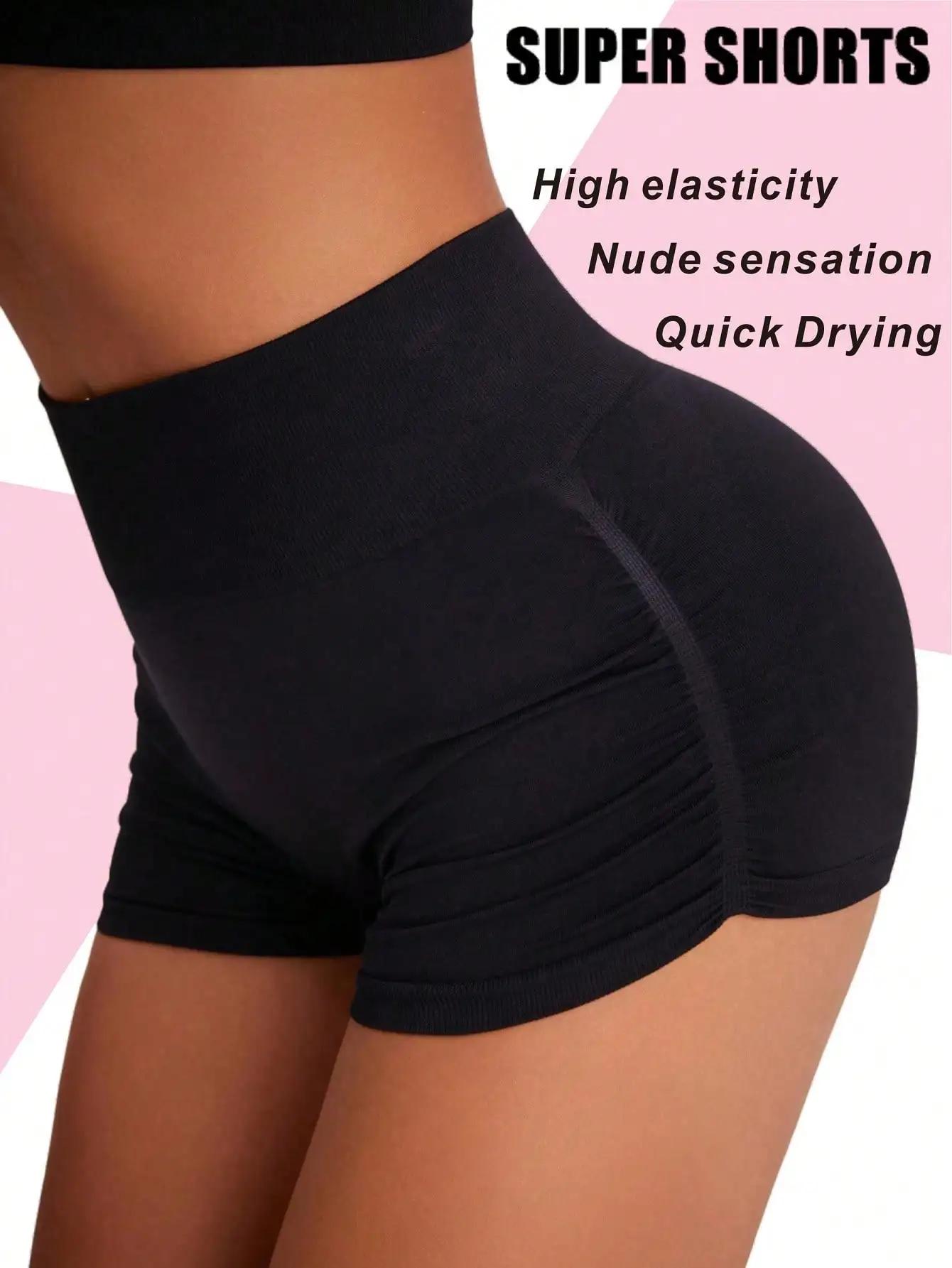 Short d'entraînement femme froissé levage fesses yoga sans couture motard gym