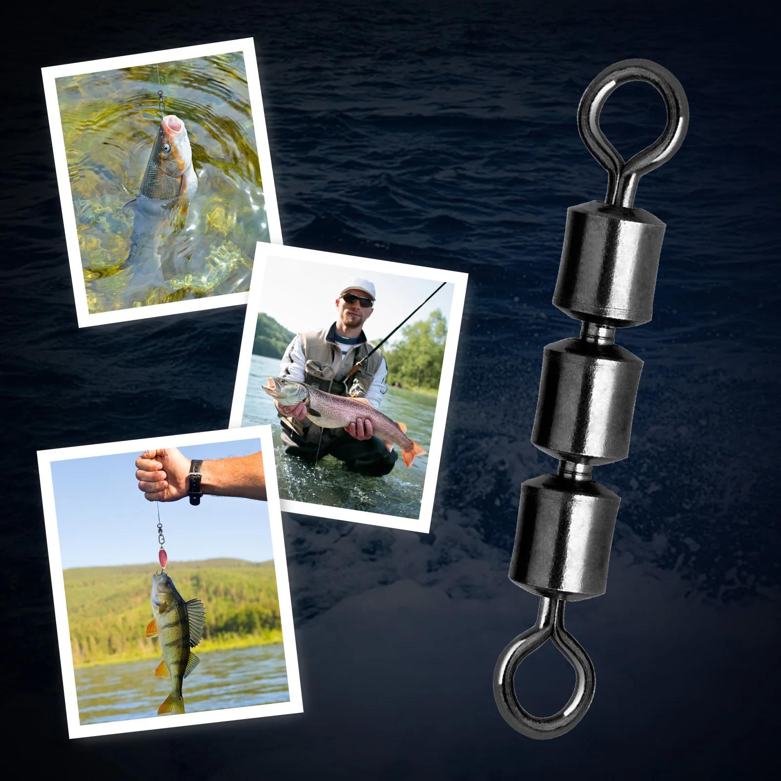 3 émerillons à rouleaux 15 ~ 60 pièces, baril de pêche, haute vitesse, Triple roulement, accessoires