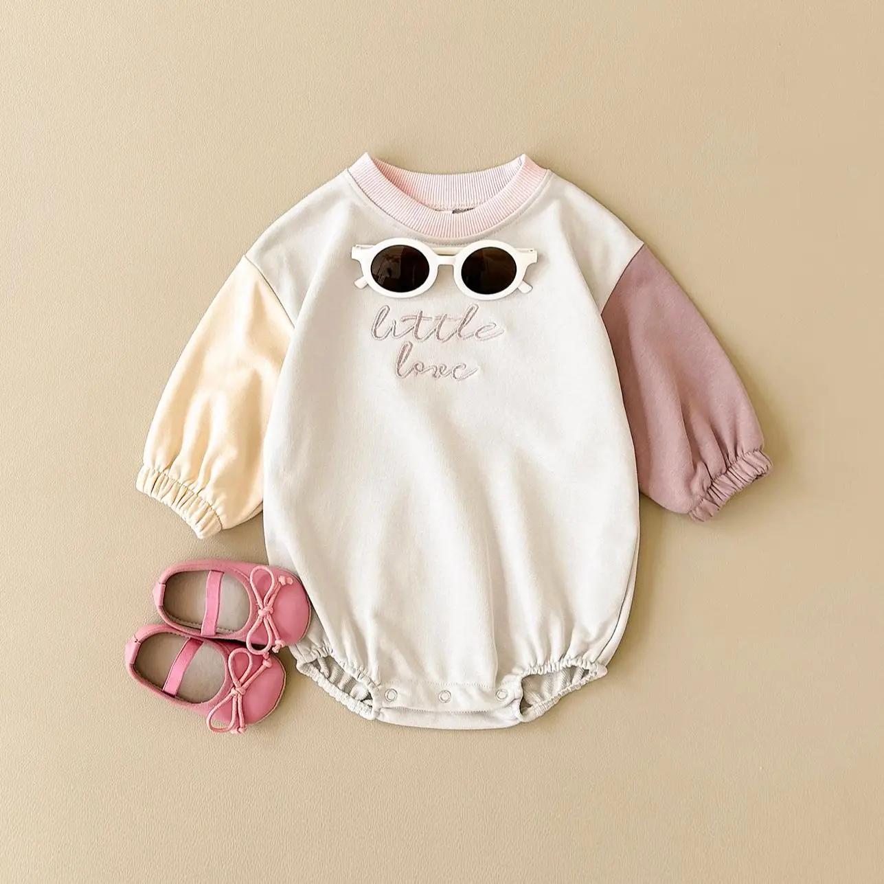 Vêtements d'automne pour bébés filles et garçons, combinaison avec lettres brodées, manches longues,