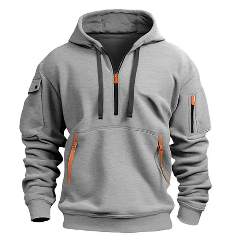 Sweat à capuche zippé multi-poches décontracté pour homme/femme, grande taille, coupe ample, pull te