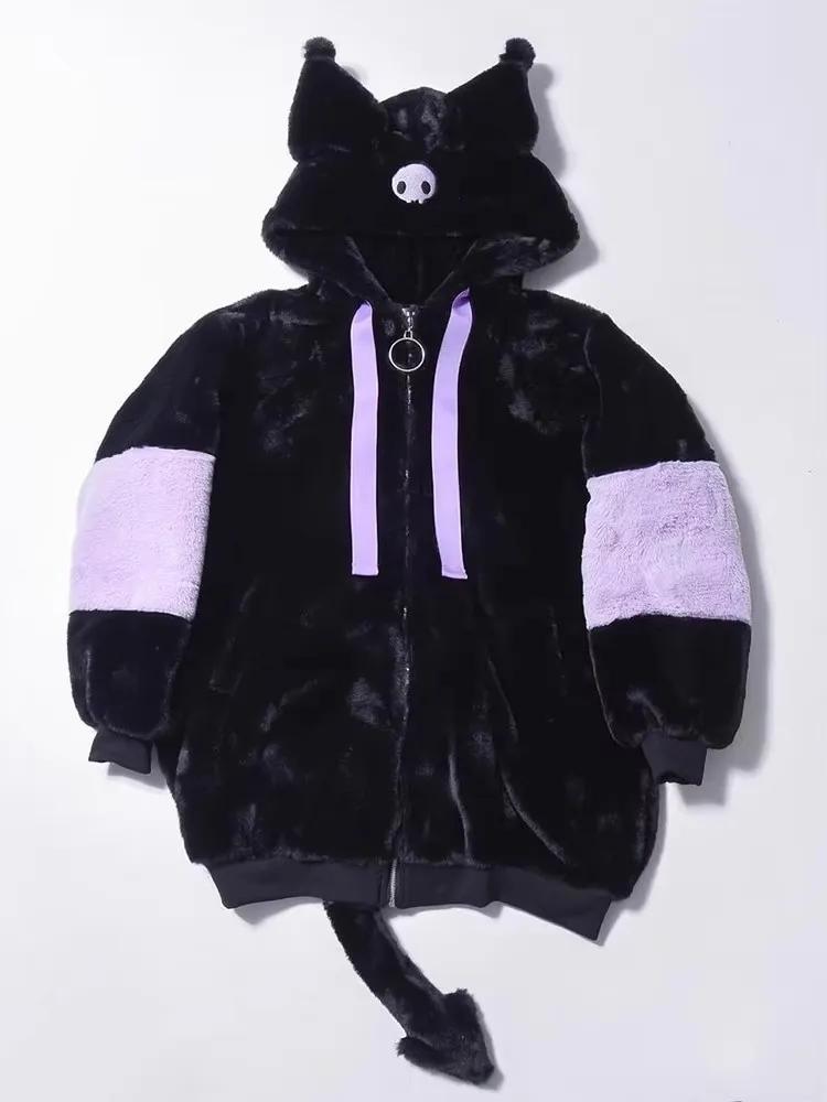 Mauroicardi hiver épais chaud doux mignon violet et noir couleur bloc fausse fourrure manteau femmes