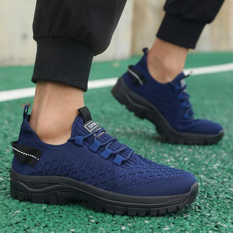 Baskets d'extérieur jaune vif pour hommes, chaussures de sport en maille respirante, absorbant les c