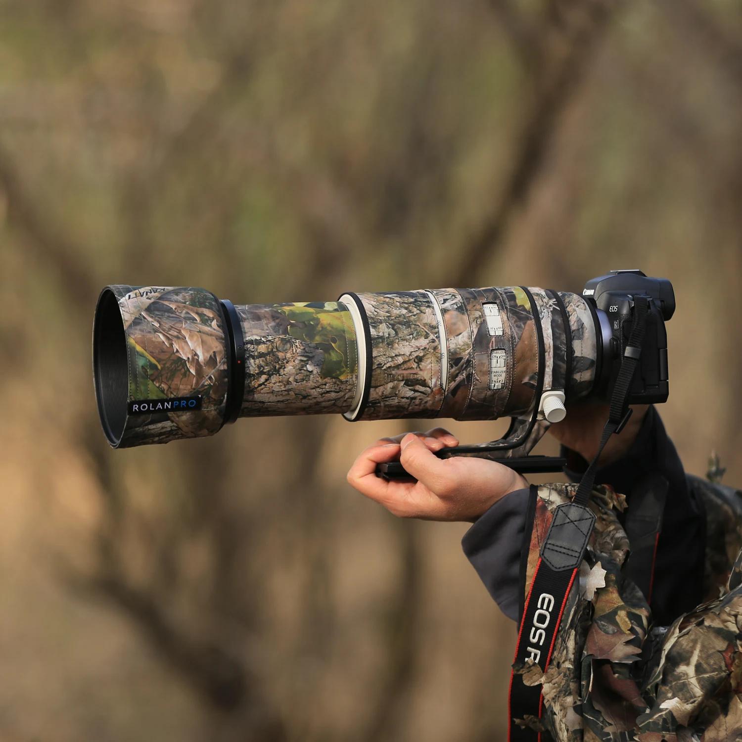 ROLANPRO manteau d'objectif étanche pour Canon RF 100-500mm F/4.5-7.1 L IS USM Camouflage couverture