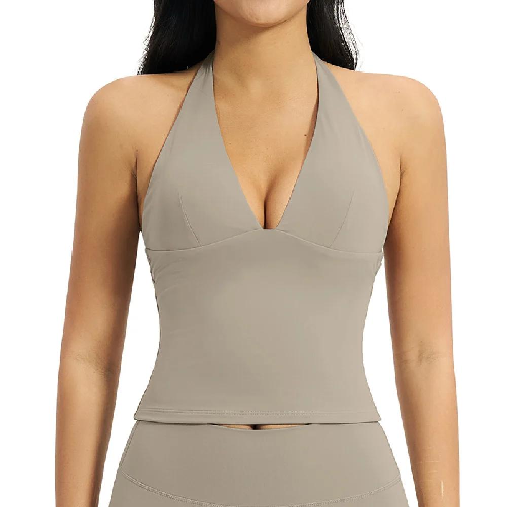 Soutien-gorge de sport sexy à décolleté plongeant pour femme, idéal pour le yoga, la gym, la course