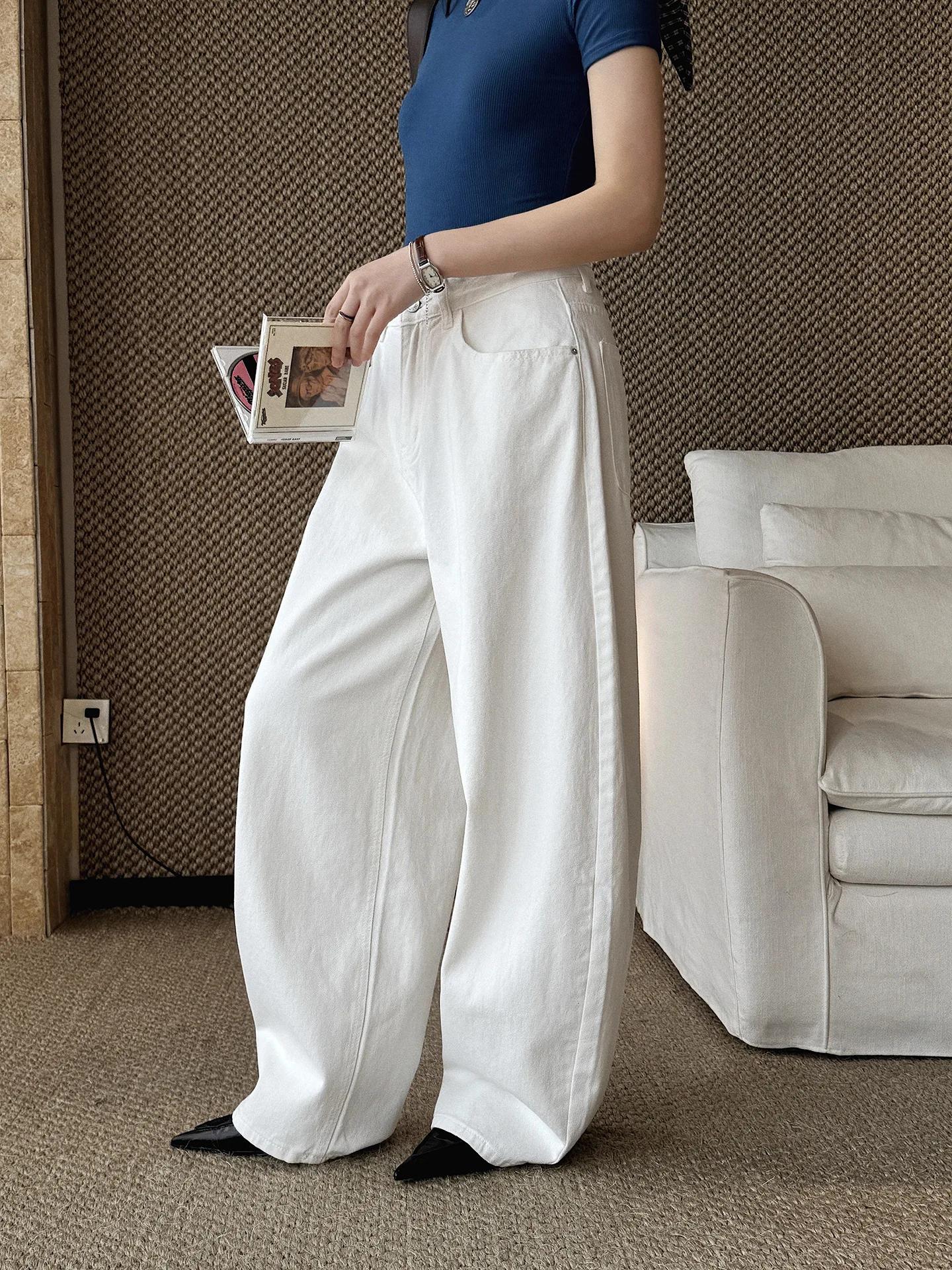 Nouveau jean délavé coupe ample taille haute style rétro américain tendance printemps/été pour femme