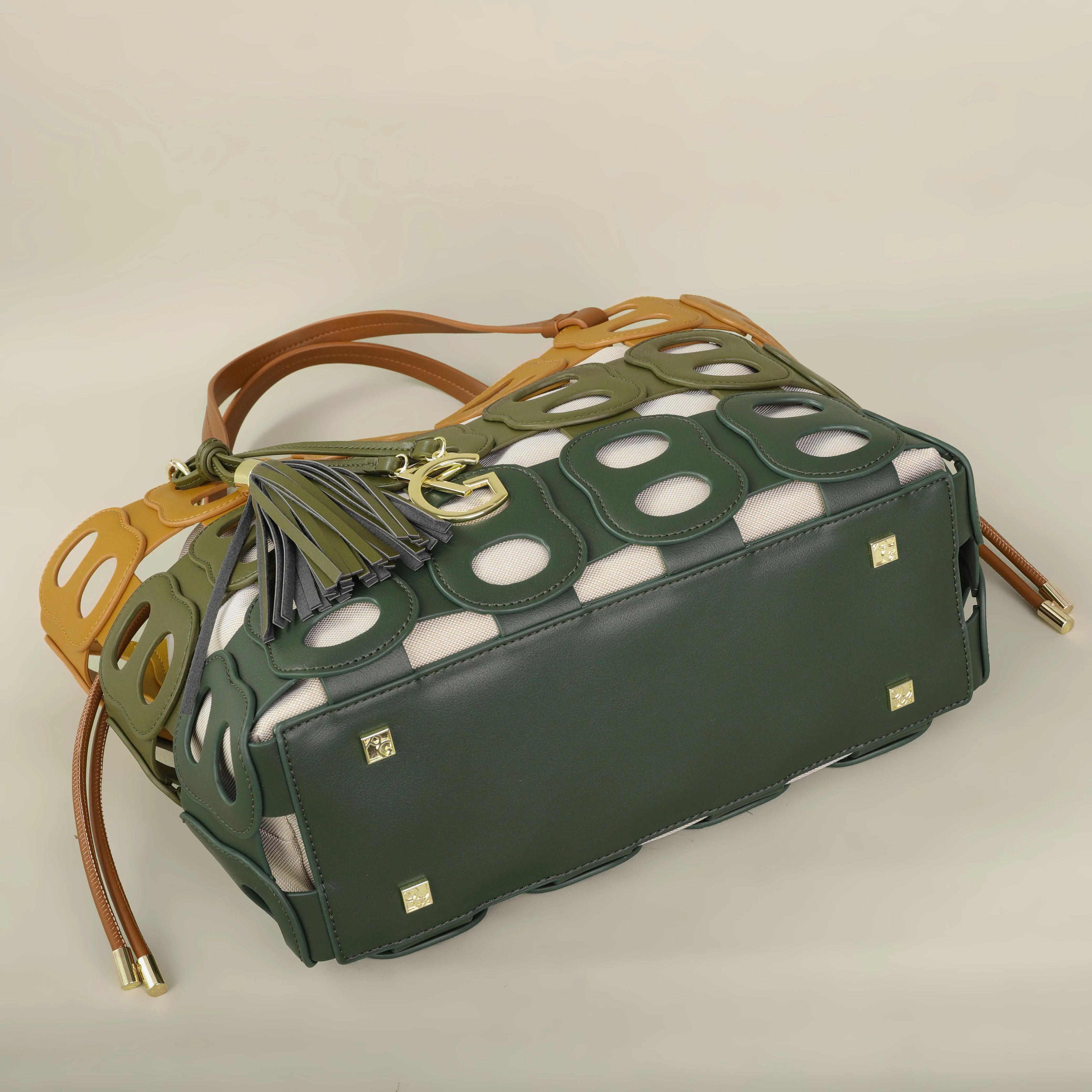 Sac bandoulière PG pour femme – Nouvelle collection de luxe, design épuré, motif ajouré, grande capa