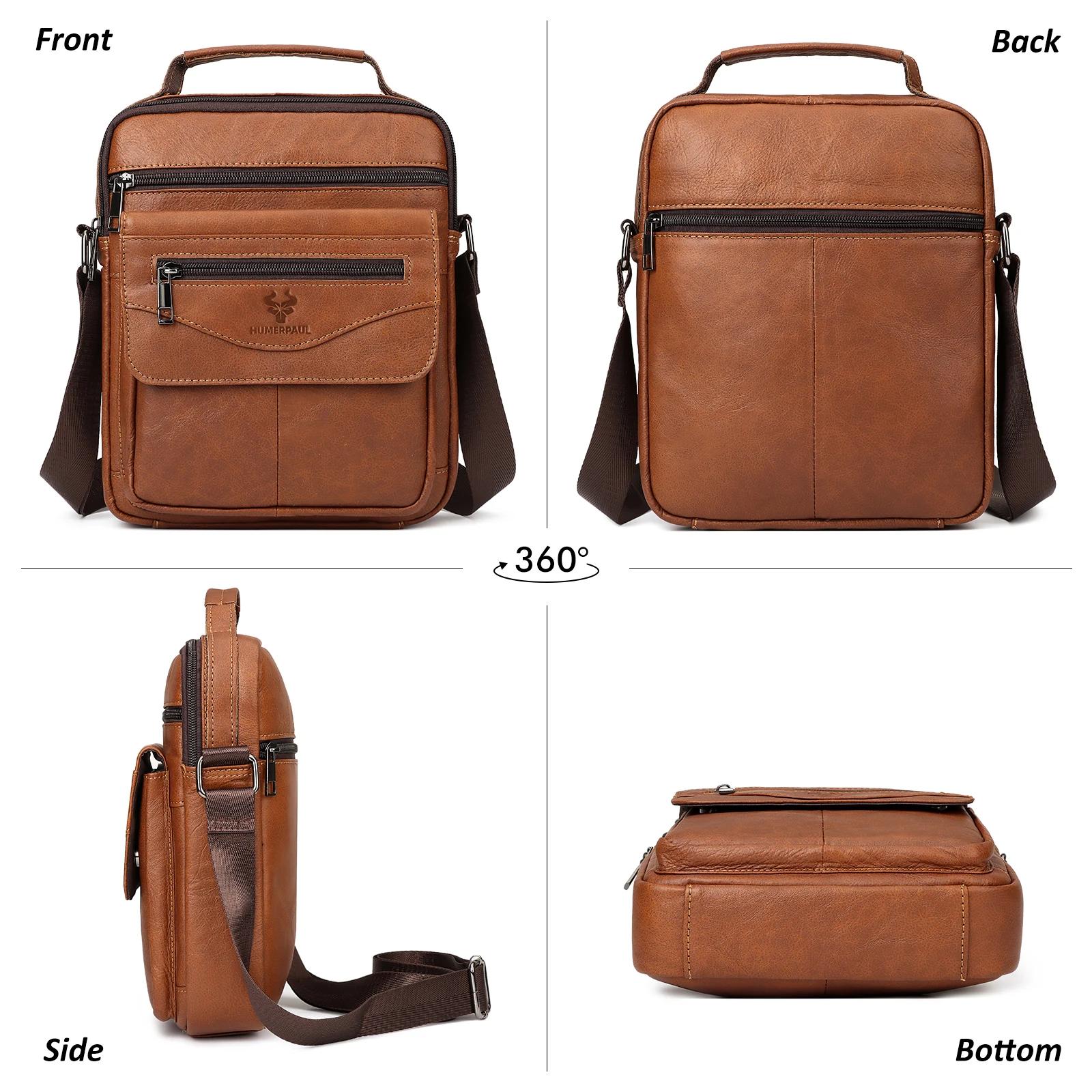 Sacs à bandoulière en cuir véritable pour hommes, décontracté, petit sac messager, multifonctionnel,