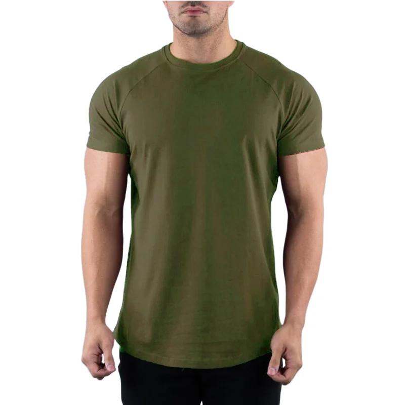T-shirt de gymnastique en coton pour hommes, vêtements de Fitness d'été, col rond, manches courtes,
