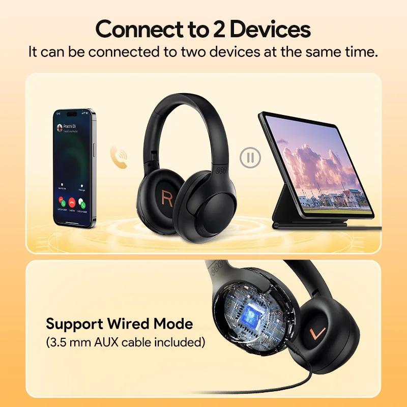 QCY-Casque sans fil hybride H3 ANC, suppression active du bruit, écouteurs Bluetooth 5.4, audio haut