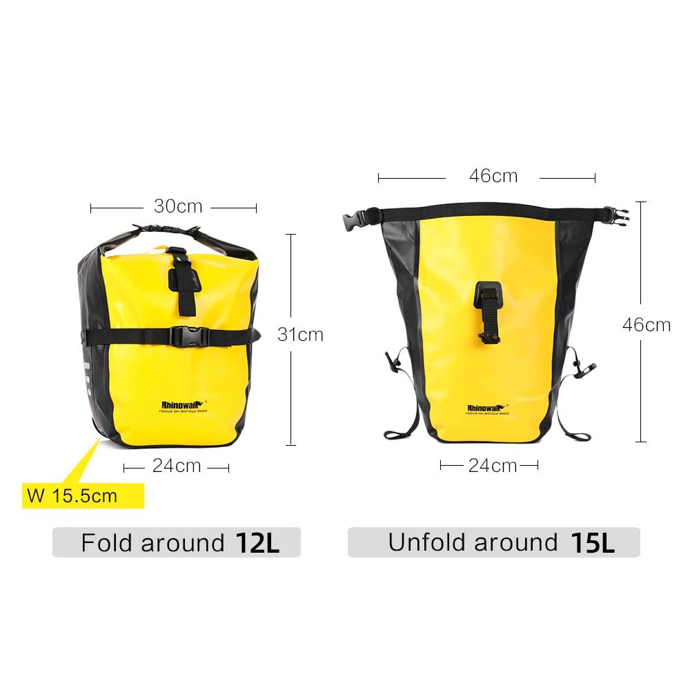 Rhinowalk 7L-15L vélo sacoche 100% étanche avant support sac arrière vélo porte-bagages cyclisme Bag