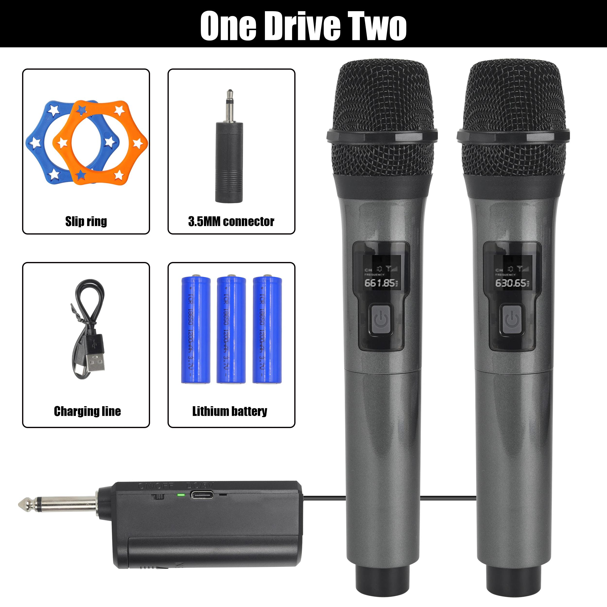 Microphone sans fil 2 canaux UHF, fréquence fixe, portable, pour fête, karaoké, église professionnel