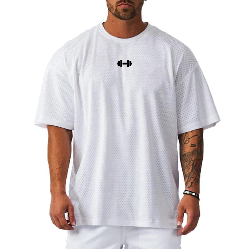Chemise ample surdimensionnée à manches courtes, séchage rapide, vêtements de gymnastique, musculati