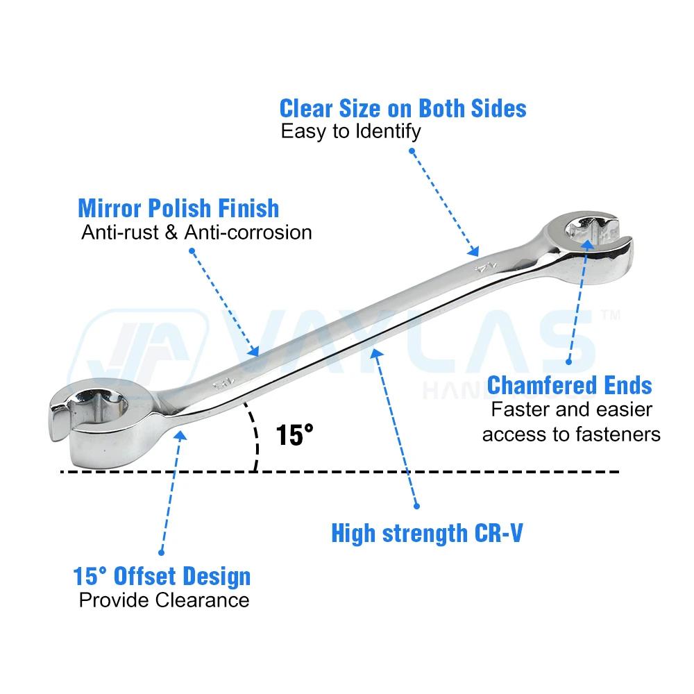 Jeu de clés à écrou évasé pour tuyau d'huile, 6-22mm, multi-outils, polissage complet, couple élevé,